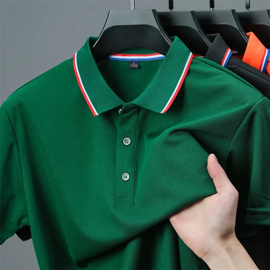 Polo da uomo a maniche corte, tinta unita, casual, moda estiva 2025, comoda e versatile