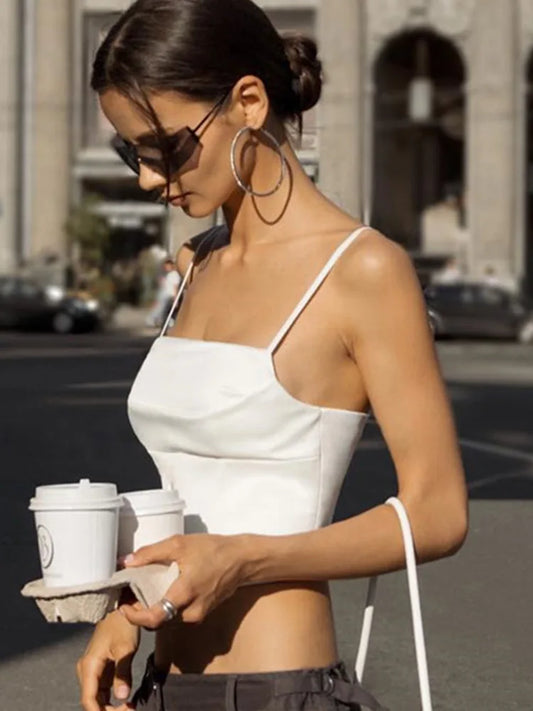 Adora Milano Tank Top Sexy Backless Bandage Skinny Crop Tops Summer