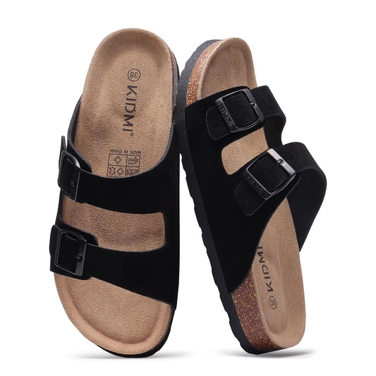 Adora Milano Sandali da donna per esterni con fibbia regolabile, pantofola casual comoda e piatta