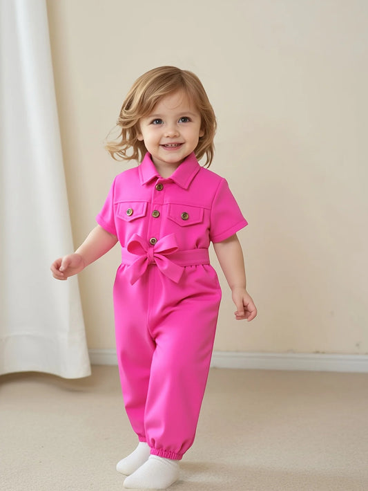 Adora Milano Baby-Mädchen Sommer Kurzarm-Einteiler Hose + Gürtel 2-teiliges Set