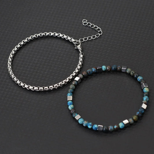 Adora Milano Herren Armband Set 4mm Edelstahl Kubanische Kette Armband