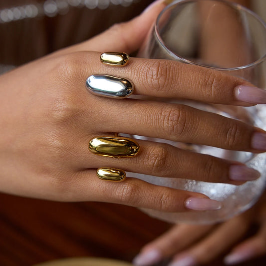 Adora Milano Gold Peas Edelstahl Offener Ring für Damen Alltagsmode Hochwertiger Schmuck Rostschutz