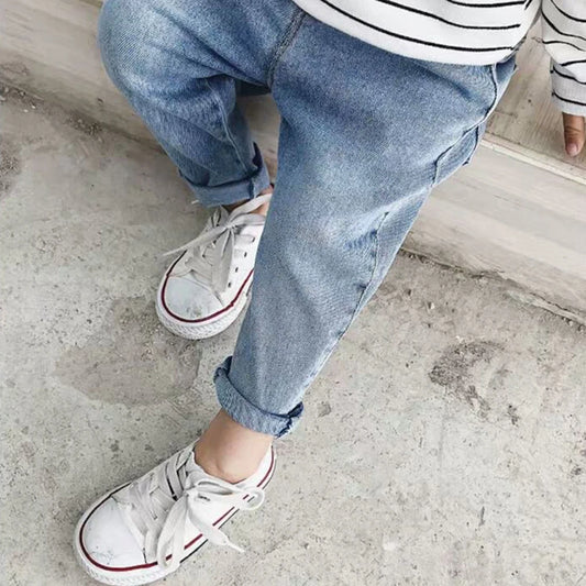Adora Milano Pantaloni Lunghi Jeans Vestibilità Larga Casual Strappi Per Bambini E Ragazzi