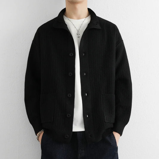 Adora Milano Cardigan casual a mezza maglia in tinta unita con cerniera a maniche lunghe