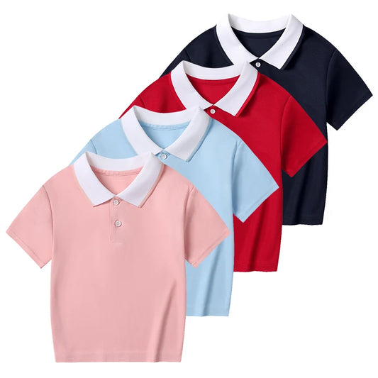 Adora Milano Maglietta Polo per Bambini con Risvolto e Abbinamento Colore Estivo da Ragazzo