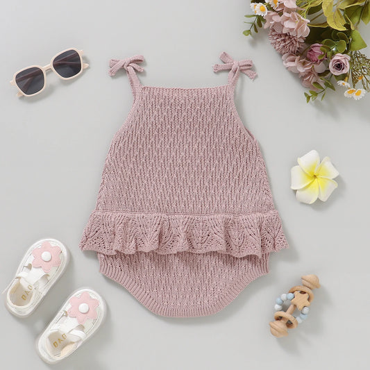 Adora Milano Neugeborenes Ärmelloses Gestricktes Strampler-Outfit für Baby-Mädchen Kleidung