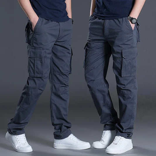 Adora Milano Cotton Multi Flap Pockets Men's Straight Leg Cargo Pants