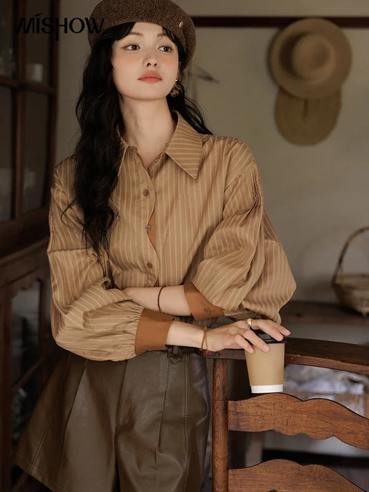 Adora Milano Freizeit-Hemd für Damen Langarmshirt Kontrastmanschetten Hemden