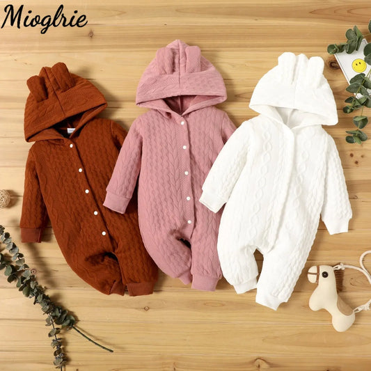 Adora Milano Tuta da Neonato Autunno Inverno per Bambini e Bambine con Cappuccio e Orecchie Carine