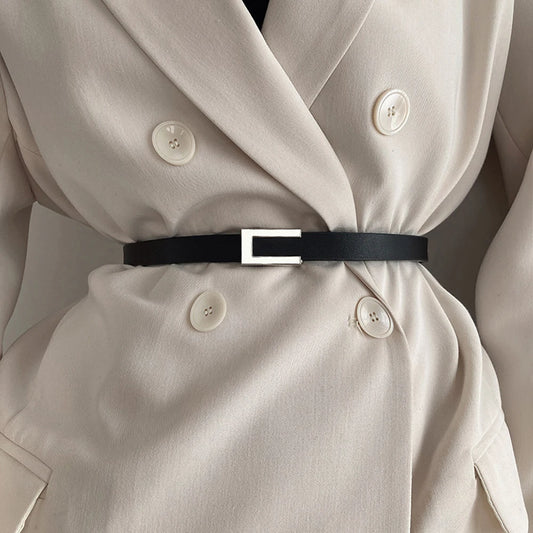 Cintura in pelle da donna Adora Milano, cintura elegante da donna per feste con fibbia in lega dorata, per jeans da donna