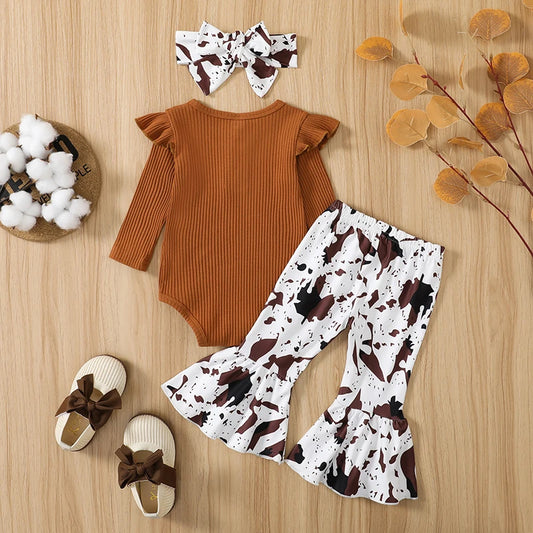 Adora Milano Mädchen Winter Outfit Langarm Blumenmuster Leggings Set