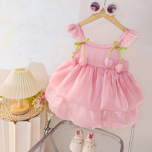 Adora Milano Abiti Estivi per Bambina con Tulipani e Rete Halter