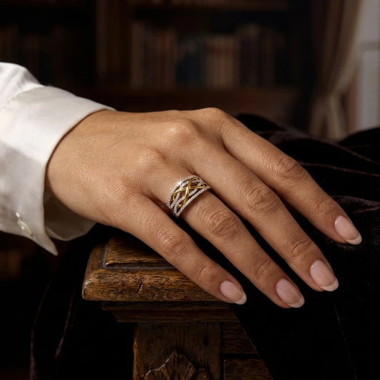 Adora Milano Ring für Damen Messing Zirkon Mehrreihig