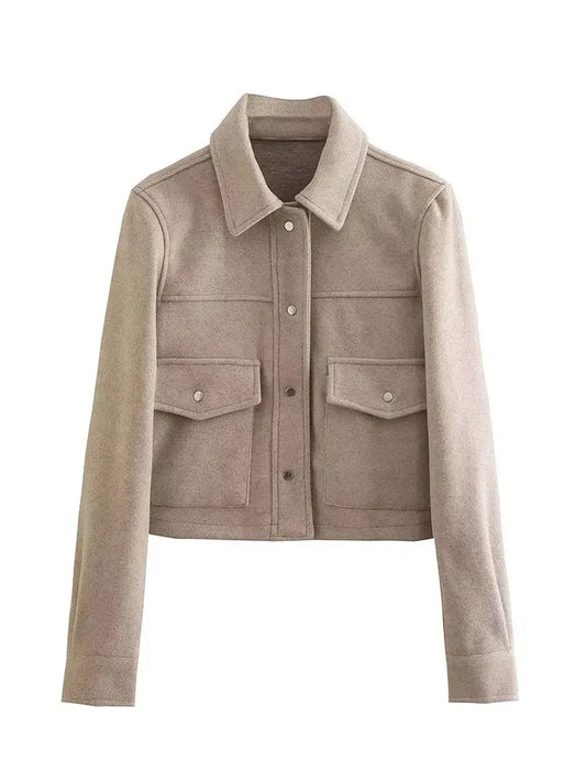 Adora Milano Giacchetto da Donna Autunno Monocolore con Bottoni e Tasche Frontali a Maniche Lunghe