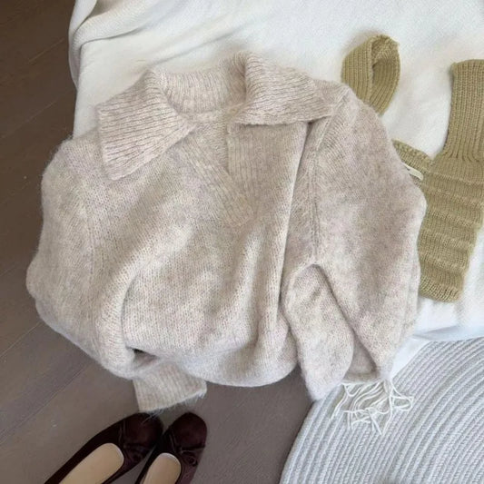 Maglione lavorato a maglia Adora Milano Gentle Style con pelliccia di capelli lunghi