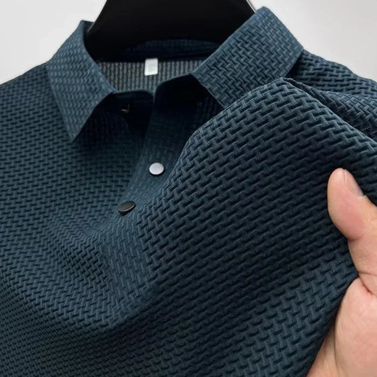 Nuova T-shirt Estiva da Uomo a Maniche Corte di Marca, in Seta Ghiaccio Fresca e Traspirante, Polo Business Casual, Top Assorbi-Sudore
