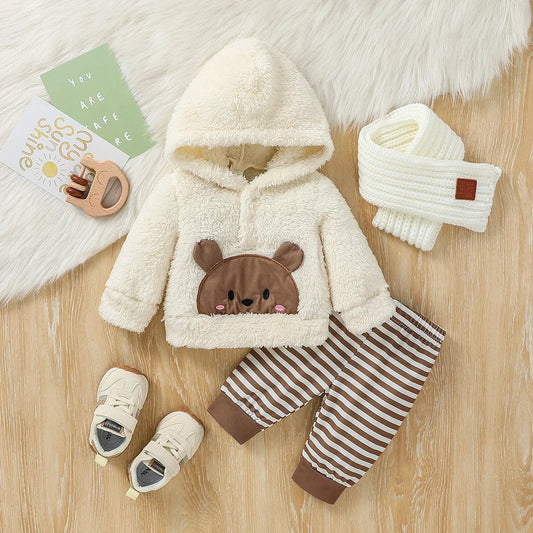 Adora Milano Neonati Maschietti 0-6M Invernale Orsetto Cartone Animato con Cappuccio Manica Lunga