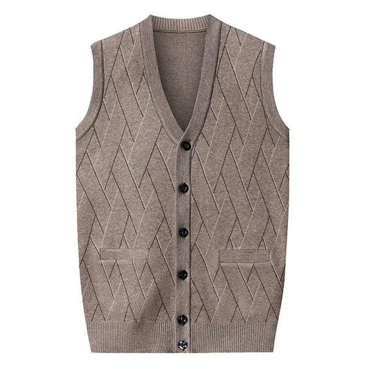 Adora Milano Gilet Cardigan Uomo in Maglia Spessa con Scollo a V Casual Senza Maniche con Apertura Frontale