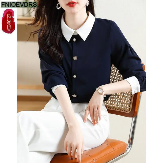 Adora Milano Damen Business Hemden Arbeits Damen Langarm Button-Down Hemd Blusen Oberteile