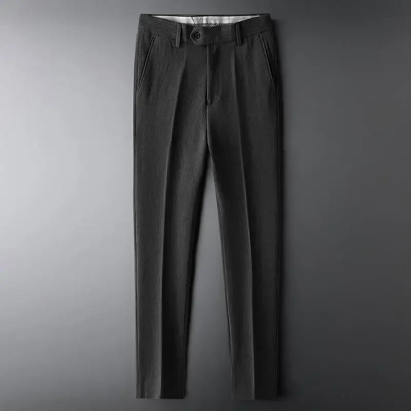 Slim Fit 9 Cropped Male Suit Trousers White Men's Summer Pants Tressed Luxury Luxury High Quality Up Stylish Formal 2024 Slacks