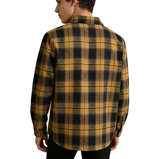Adora Milano Camicia da Uomo a Maniche Lunghe Casual a Quadri con Bottoni Primavera Autunno