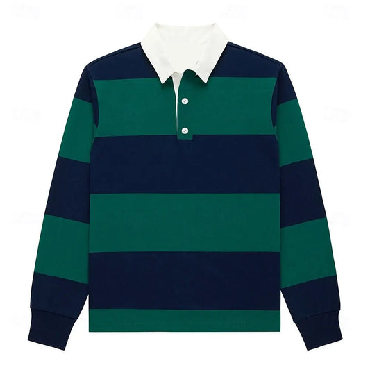 Adora Milano Polo con Blocco di Colore a Righe Stampa Maniche Lunghe Pullover