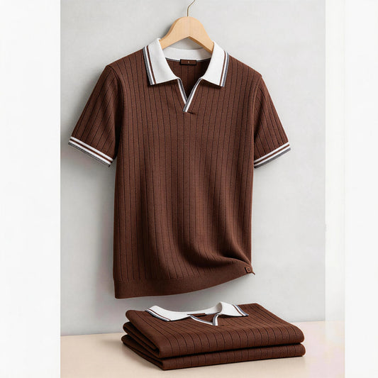 AIOPESON Polo da uomo 100% cotone morbido, delicato sulla pelle, tinta unita, colletto elegante, stile casual Old Money, abbigliamento da uomo