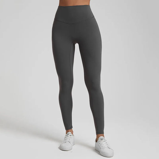 Adora Milano Leggings Sportivi da Donna Aderenti Color Burro a Vita Alta per Yoga
