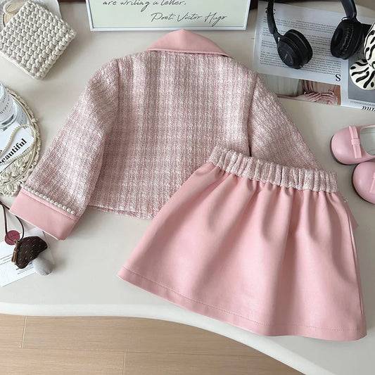 Cappotto Adora Milano Primavera Bambina con Colletto Risvoltato e Fiocco Rosa
