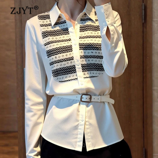 Adora Milano Damen Langarm-Shirts & Blusen aus 100% Baumwolle