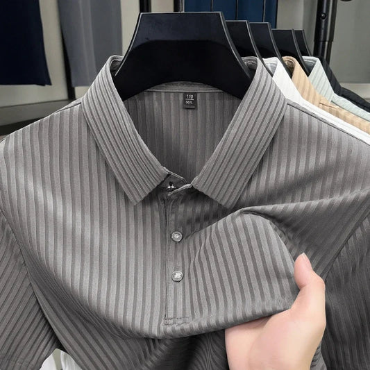 2025 Nuova Polo Uomo Casual Moda a Righe Manica Corta con Colletto T-shirt Traspirante e Confortevole Estiva Versatile