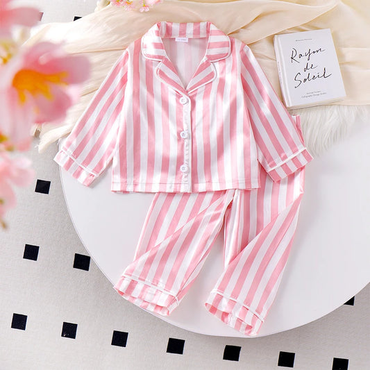 Adora Milano Pigiami Set Bambini Bambine Stampa Bottone Maglietta a Maniche Lunghe e Pantaloni