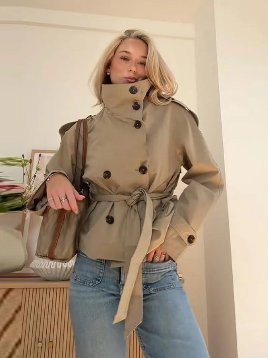 Adora Milano Giacche da Donna Doppiopetto Colletto Coreano Cappotti Casual Giacca Vintage da Donna