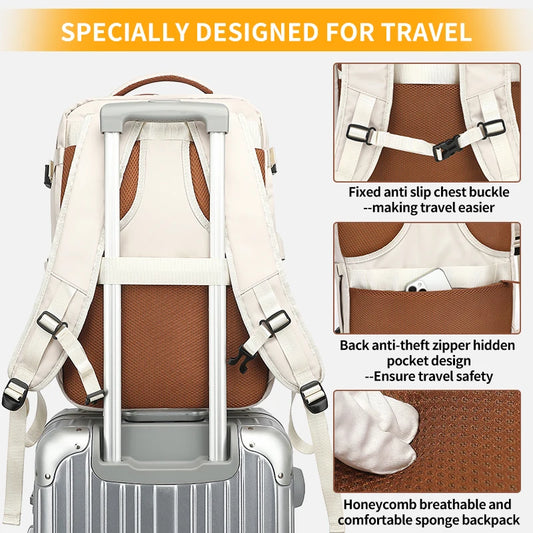 Adora Milano Reise-Rucksack Wasserdicht Erweiterbar Wochenend-Laptop mit USB