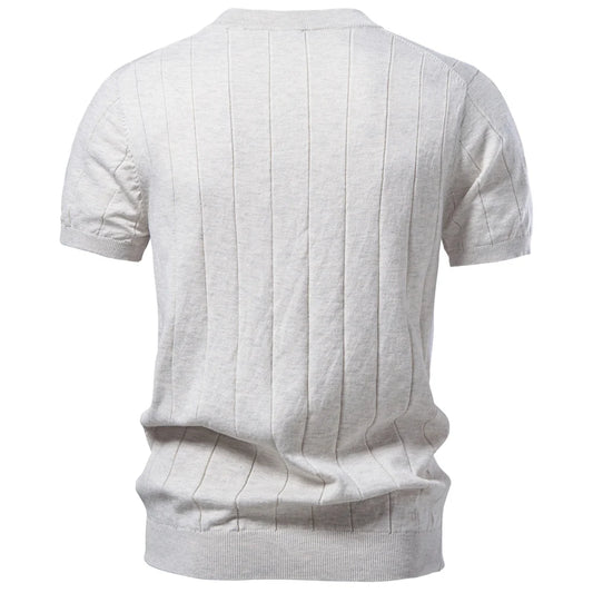 AIOPESON T-shirt a righe 100% cotone da uomo Tinta unita Girocollo Morbido al tatto Comodo Abbigliamento casual estivo Top