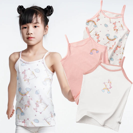 Adora Milano Canottiere in cotone per bambine, canotte intime traspiranti per bambine, canotte carine