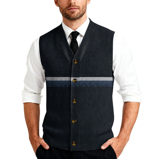 Adora Milano Cardigan Senza Maniche da Uomo, in Maglia, Caldo, Casual, con Bottoni, Gilet da Uomo