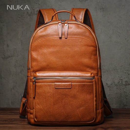 Adora Milano Qualität Echtes Leder Rucksack Herren Retro Wochenend-Reisetasche Damen