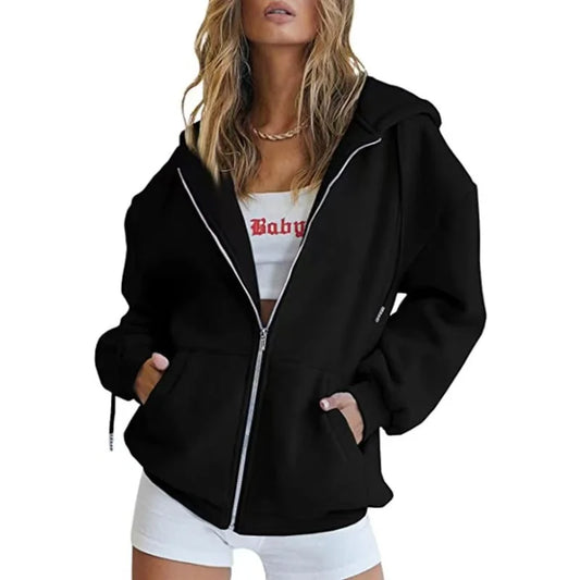 Adora Milano Wintermode Reißverschluss-Kapuzenpullover Damen Strickjacke Mantel