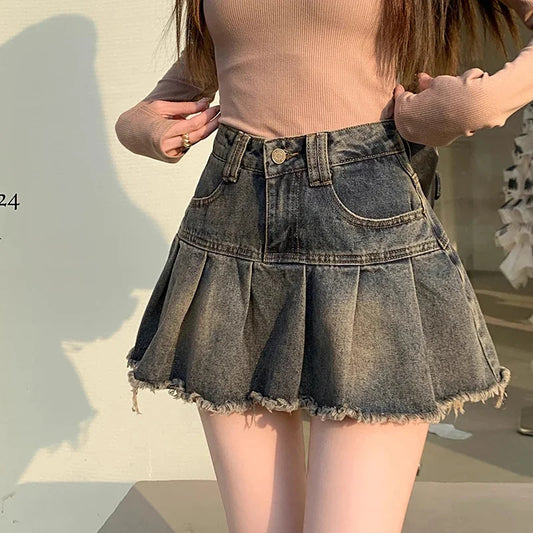 Adora Milano Gonna Mini Estiva Donna Ragazze Vestito Femminile Moda Punk Jeans Blu Gonne