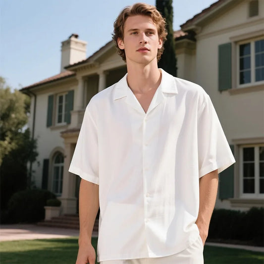 Camicia da uomo Adora Milano a maniche corte casual tinta unita estiva con bottoni