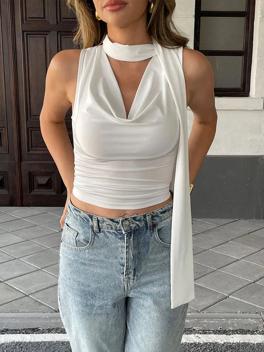 Adora Milano Women's Sexy Sleeveless V-Neck Solid Tank Top Casual Slim Fit