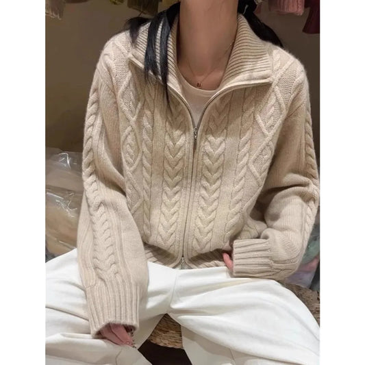 Adora Milano maglione da donna a collo alto, morbido e ampio, in lana lavorata a maglia per autunno e inverno