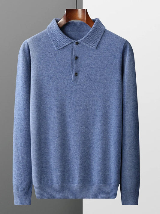 Moda Autunno Inverno Nuovo Maglione in Cashmere da Uomo 100% Lana Merino Pullover Casual Largo POLO Camicia a maglia da fondo Giacca Camicia
