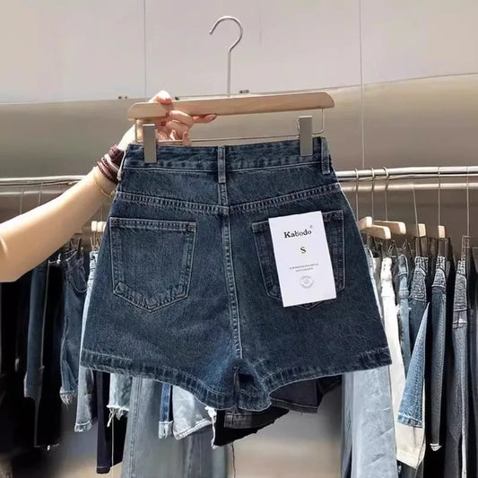 Adora Milano Denim-Shorts für Damen, modisch, vielseitig, High-Waist