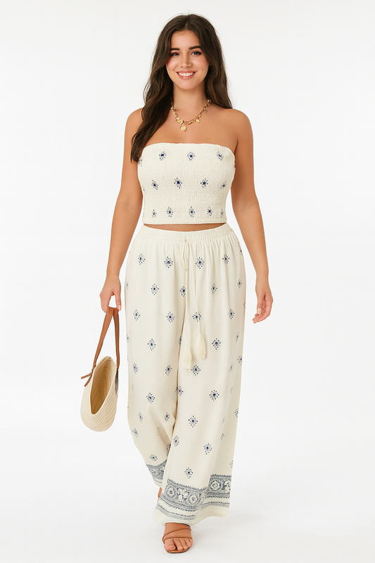 Adora Milano Smocked Tube Top and Pants Set