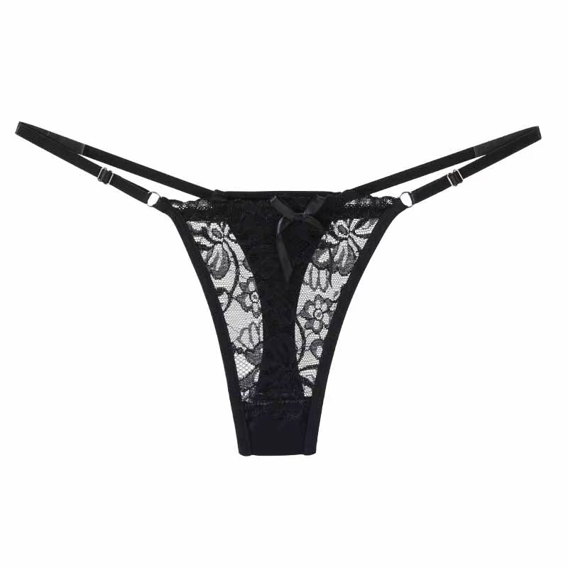 ALLTOOALL Sexy Lace Underwear for Women Low Rise Adjustable Thongs Transparent G-String Female Breathable Underpants Lingerie