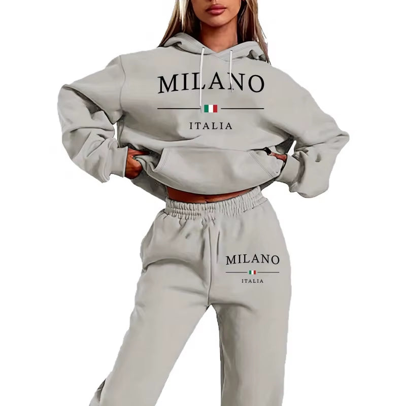 Women'S Y2K Jogging Two-Piece Hooded Set Tracksuit Fall Winter Comfortable Pantsuit Long-Sleeved Hoodie & Trousers Casual Sets