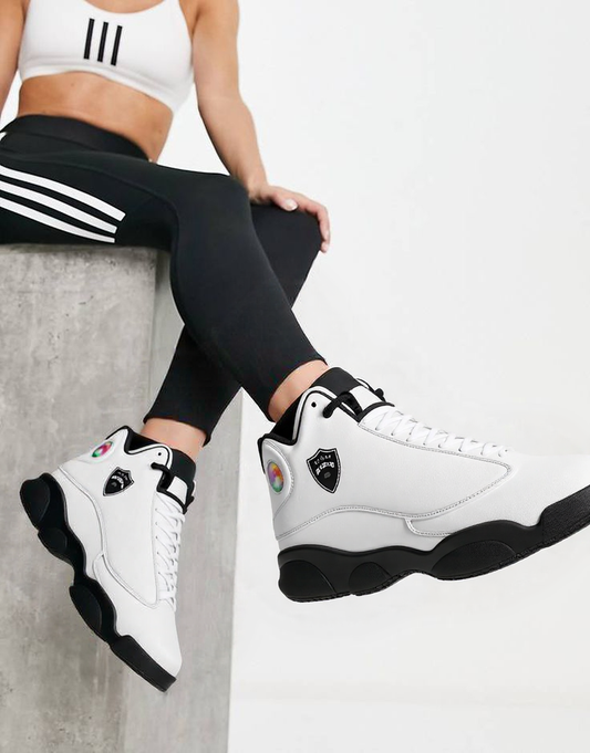Adora Milano Serie 144 High-Top-Basketball-Sneaker aus Leder mit schwarzer Sohle