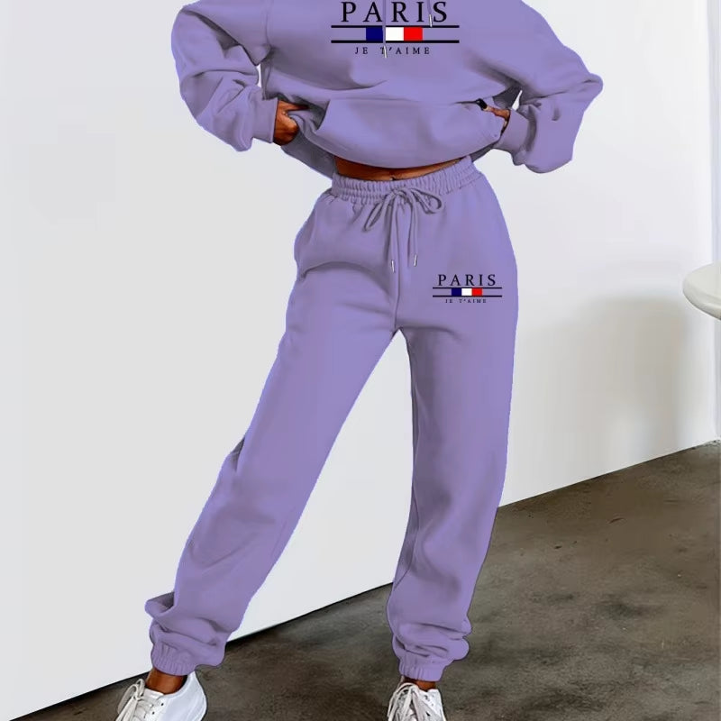 Women'S Y2K Jogging Two-Piece Hooded Set Tracksuit Fall Winter Comfortable Pantsuit Long-Sleeved Hoodie & Trousers Casual Sets